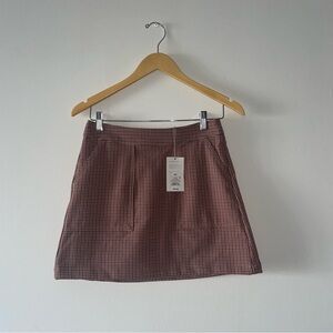 a new day Red Brown and Black Checkered zip back Mini Skirt NWT